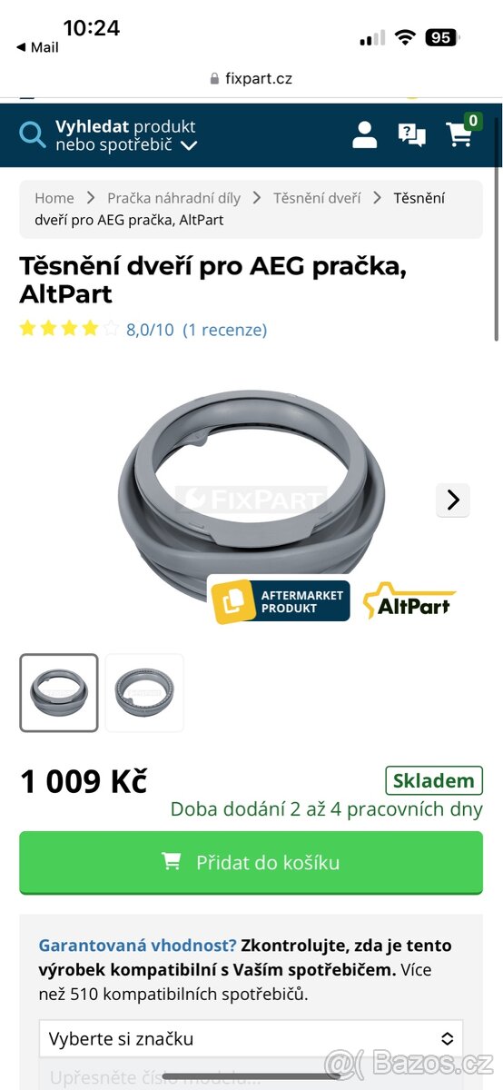 Tesneni dveri pracka  AEG - nahradni dil