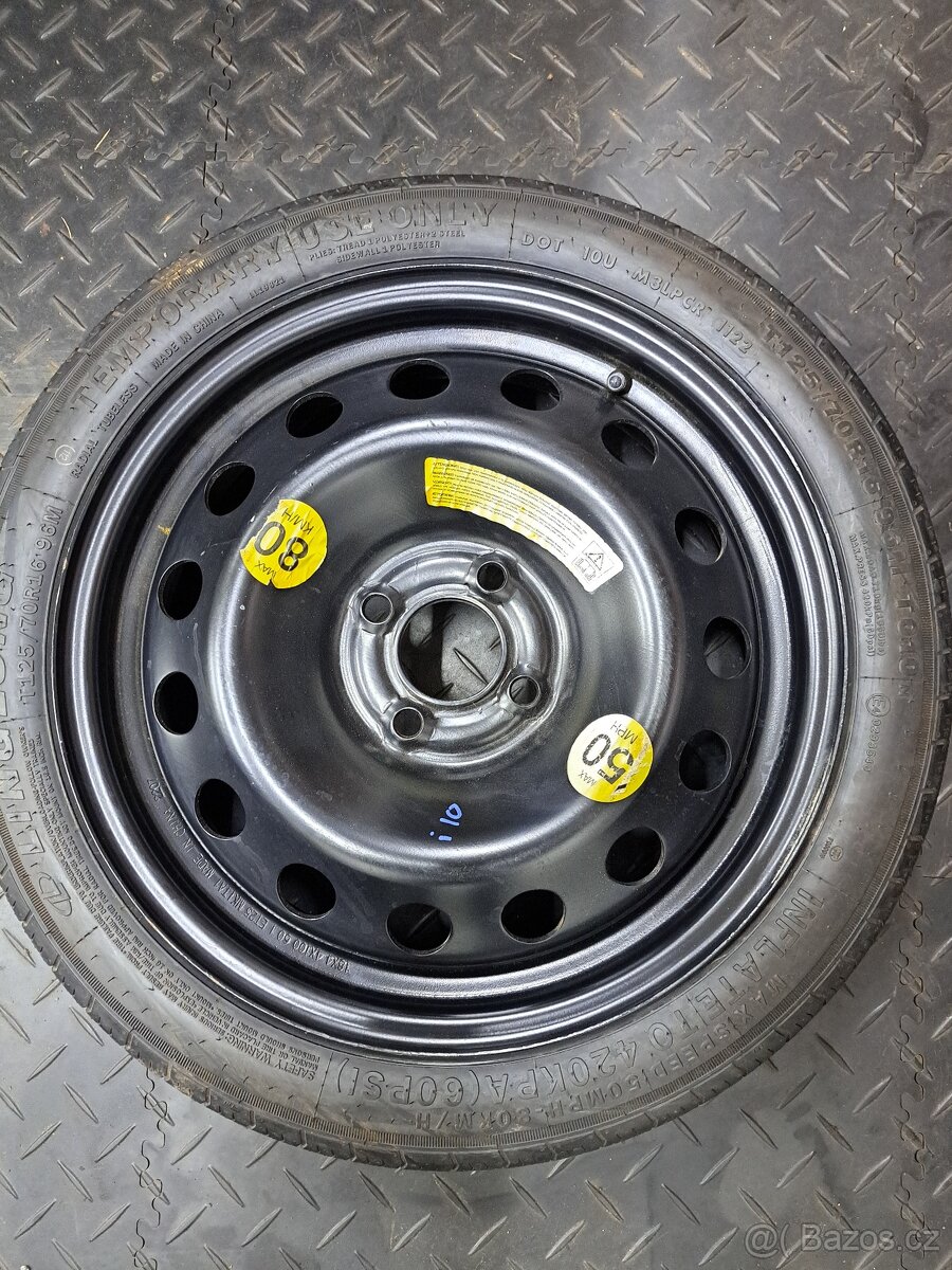 Dojezdové kolo Dacia Renault 4x100x60,1 pneu 125/70 R16