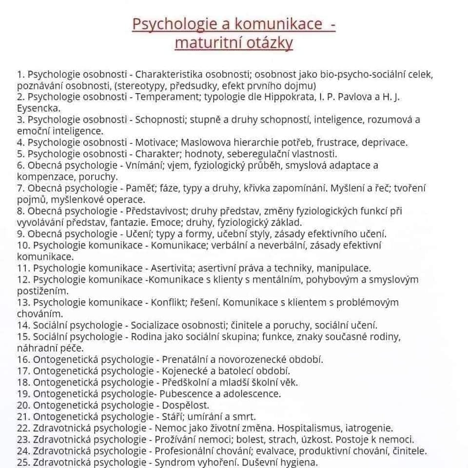 Maturitní otázky - psychologie