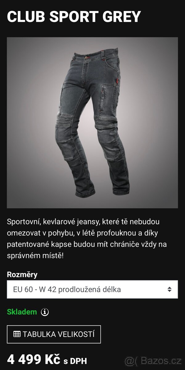 Motocyklové kevlarové jeany 4SR