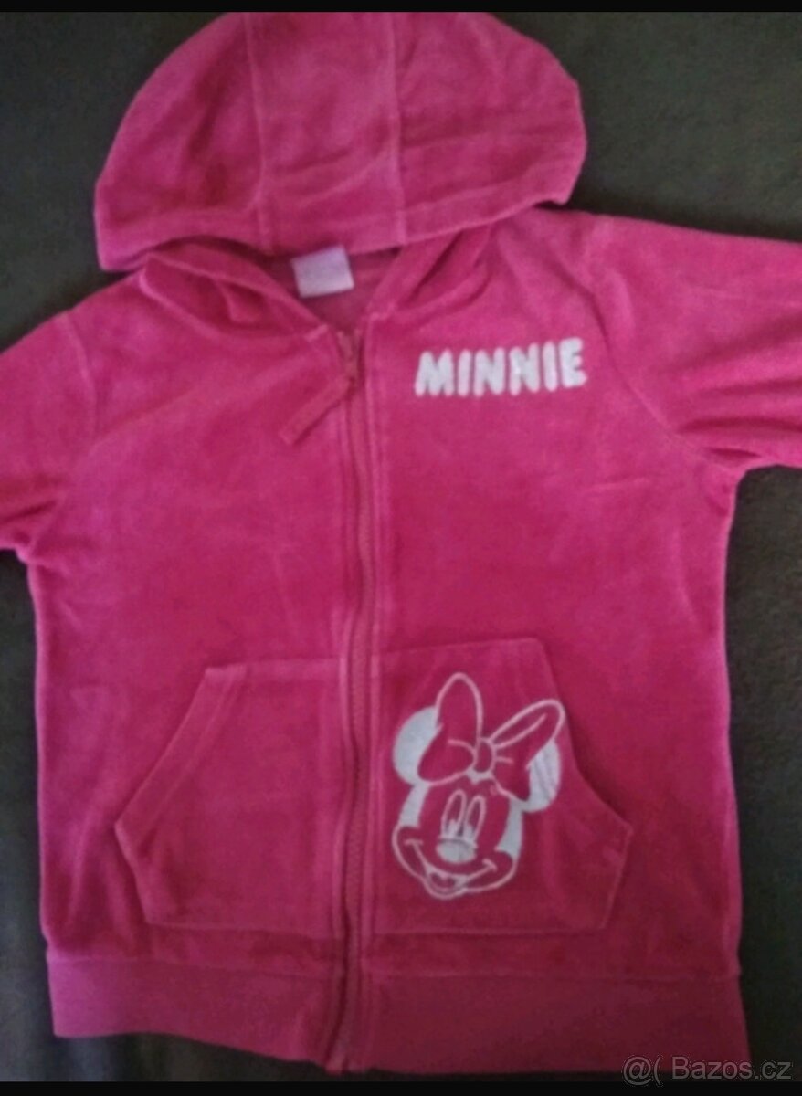 Růžová mikina s kapucí s Minnie 110/116