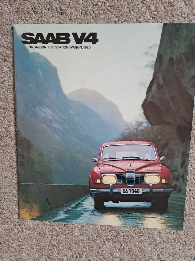 Prospekt automobilu SAAB V4 z roku 1970, dobový