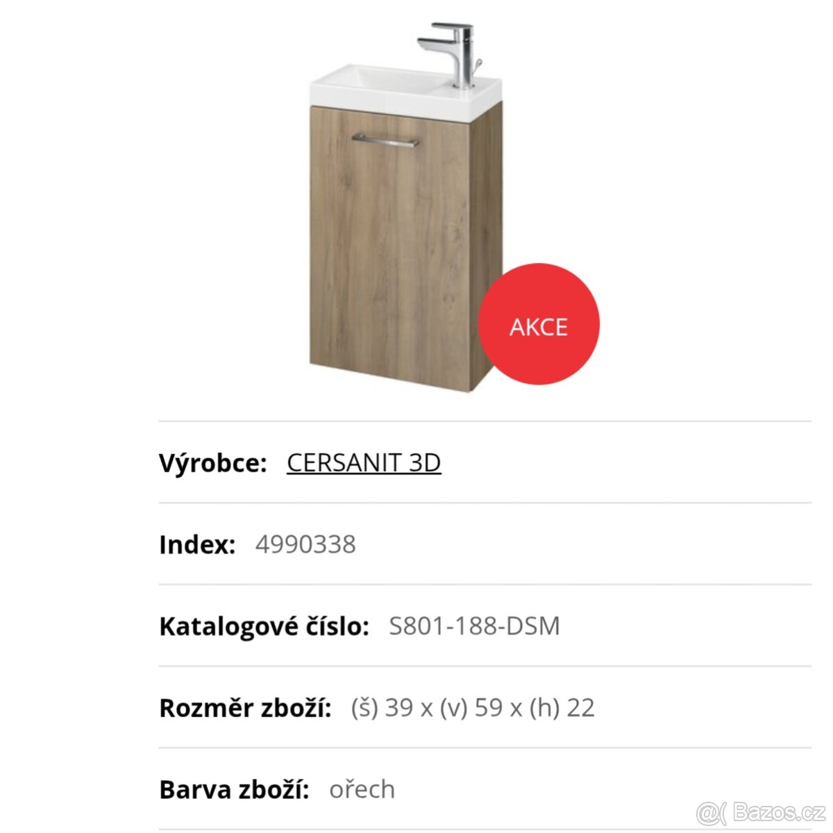 Koupelnová skříňka s umyvadlem ořech