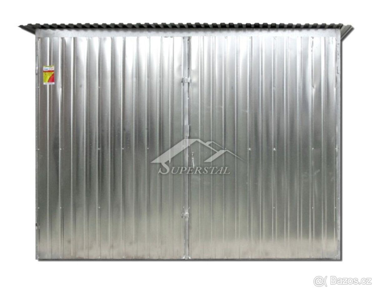 Garáž SUPERSTAL 3x5 plechová montovaná dvoukřídlá vrata