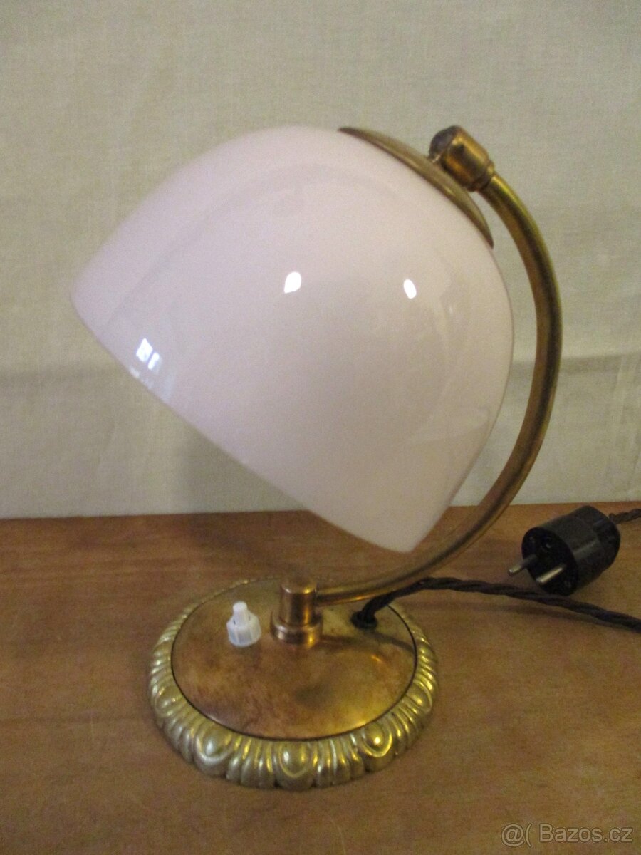 Lampička art deco, růžové sklo, směrovatelná, funkční