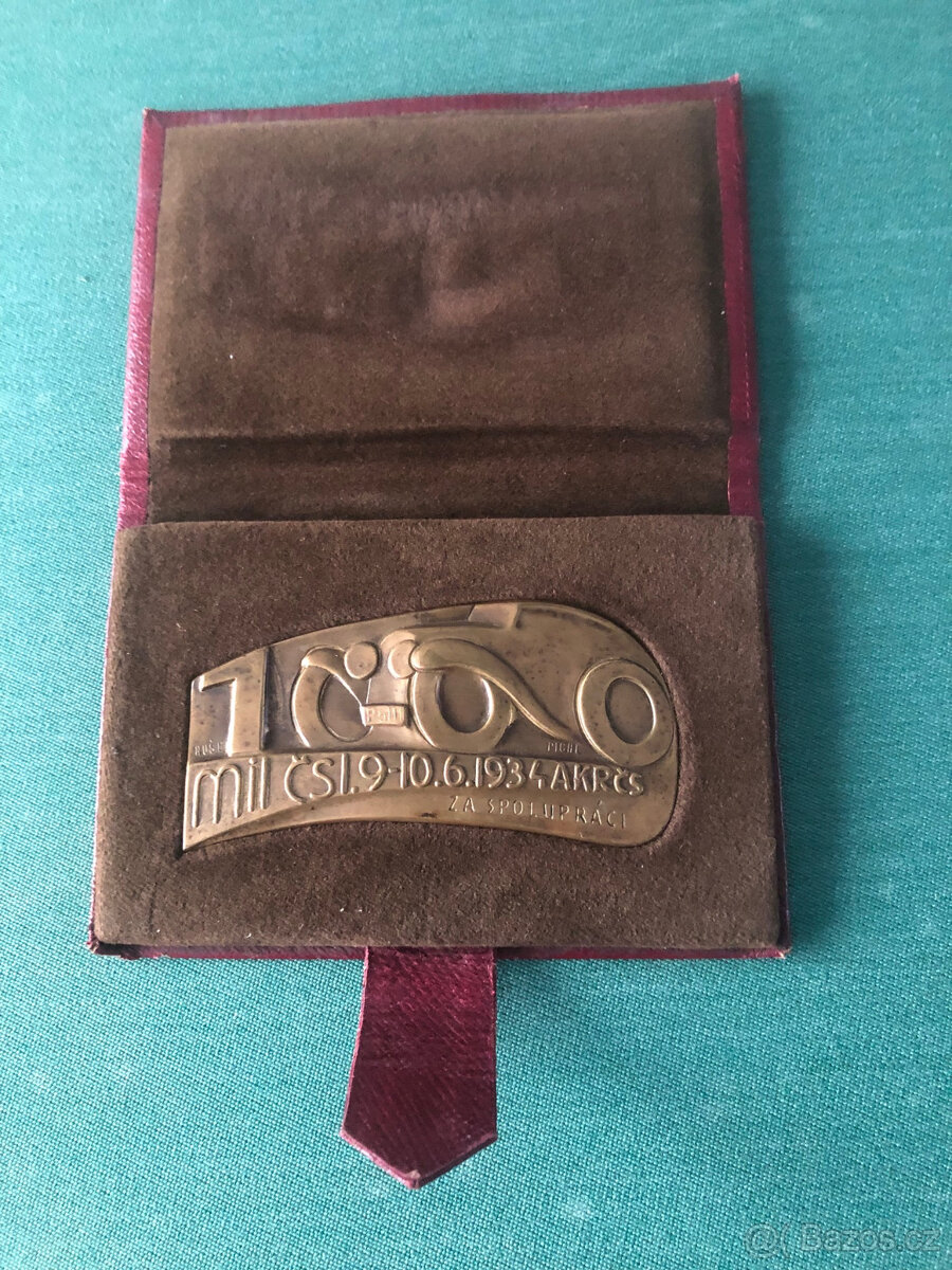 Plaketa 1000 Mil Československých 1934