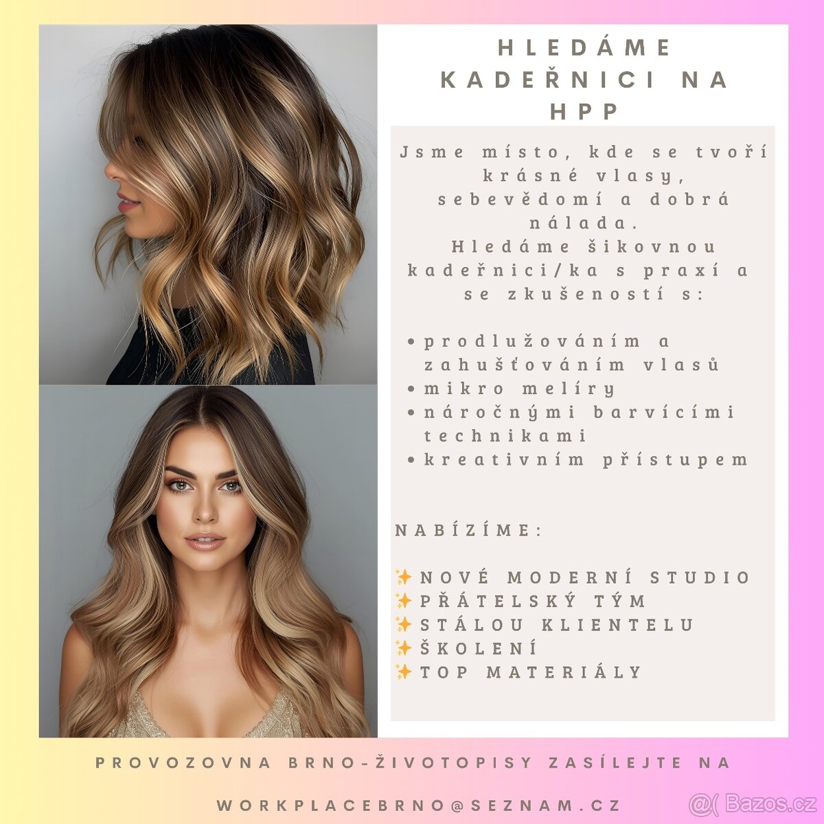 Hledáme kadernici ba HPP