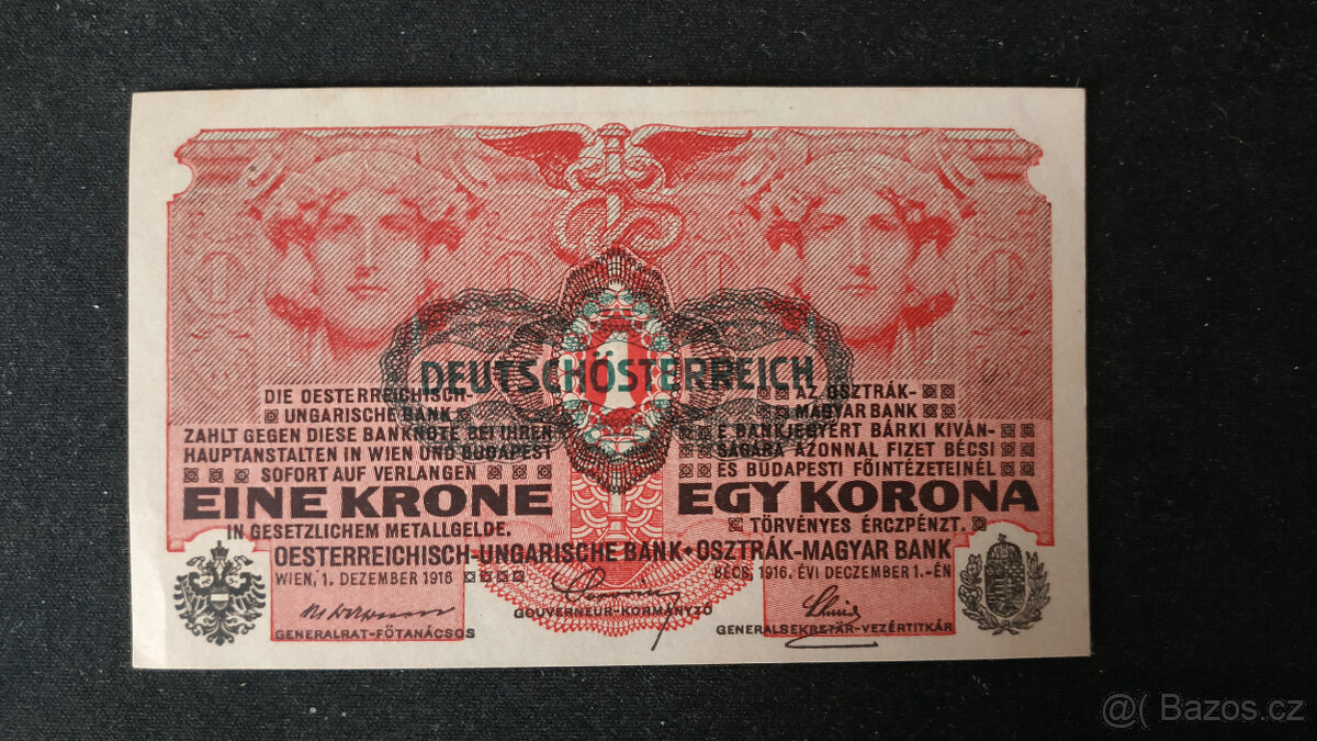 Bankovka, 1 koruna, rok 1916