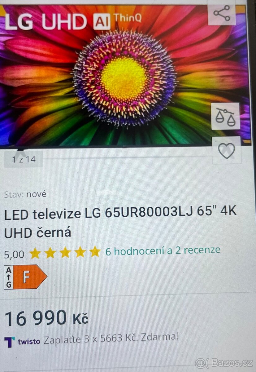 LED televize LG65UR80003LJ 65”4K UHD