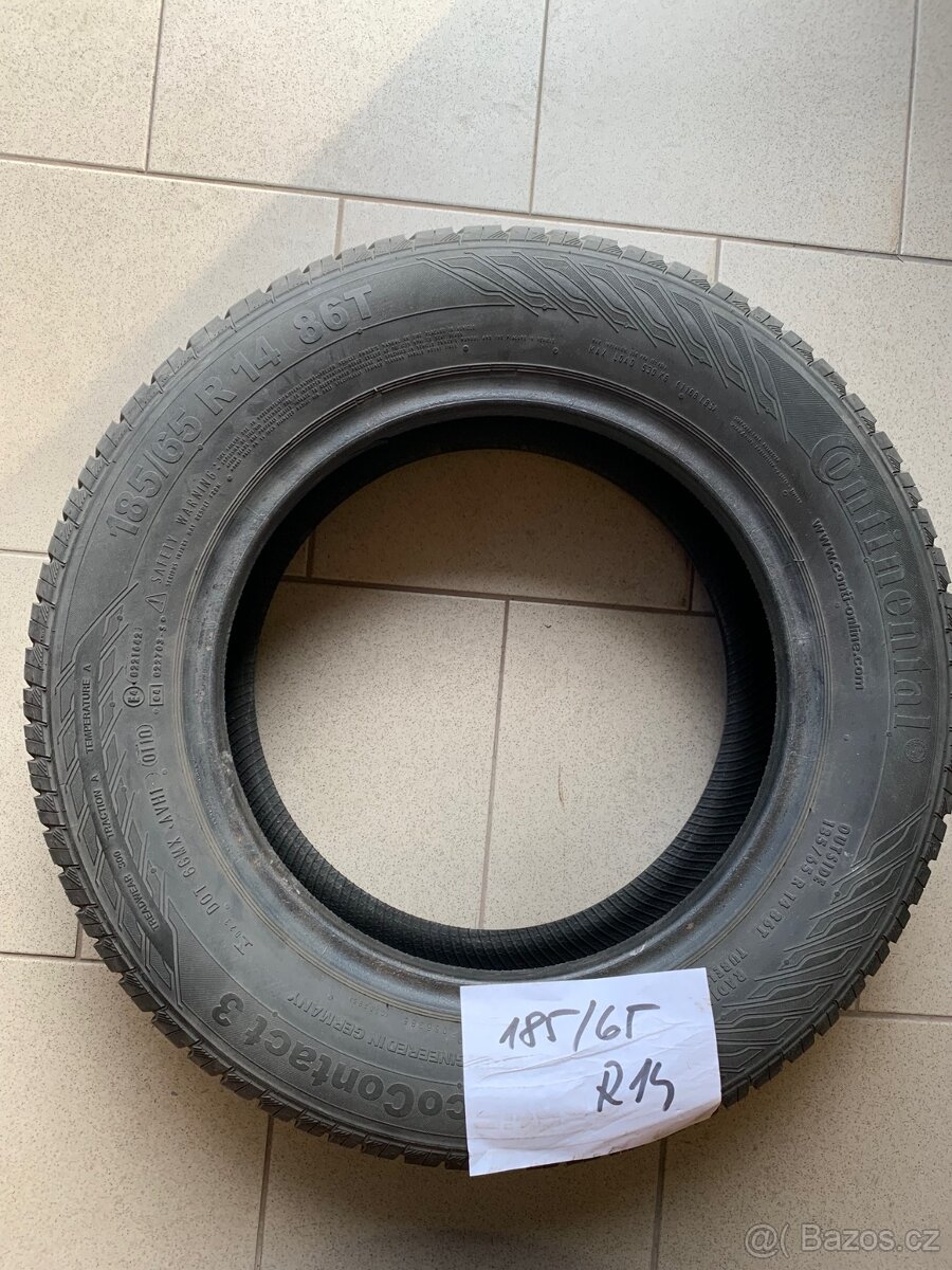 Letní pneu 185/65 R 14 86T zachovalé, sada 4 ks, Continental