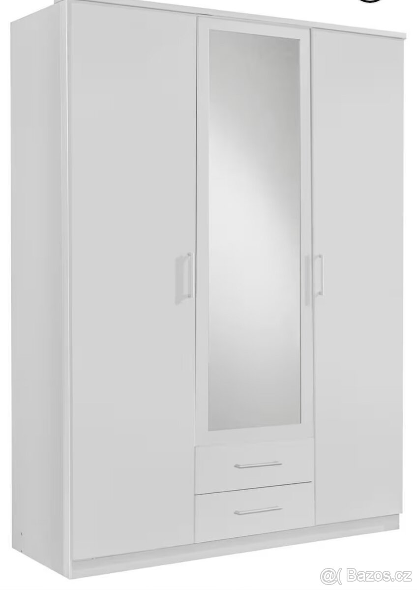 ŠATNÍ SKŘÍŇ SE ZRCADLEM, bílá, 135/199,5/58 cm