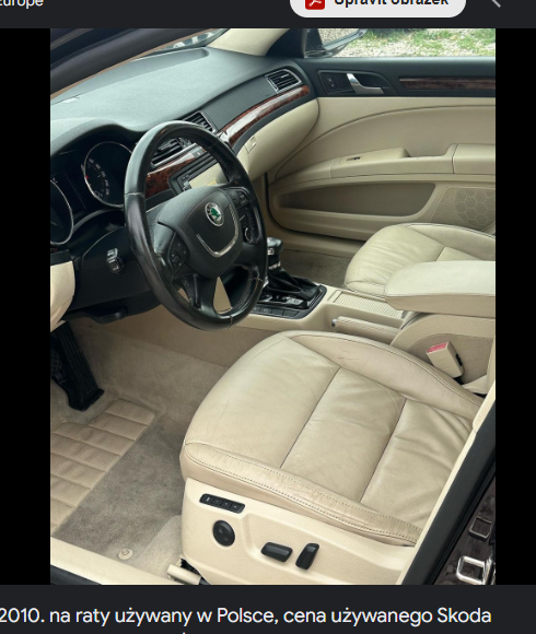 sedačky škoda superb II kůže světlý krém