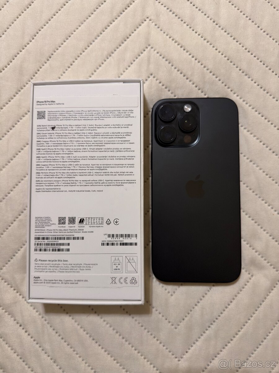 Prodám APPLE IPHONE 16 PRO MAX 256 GB.