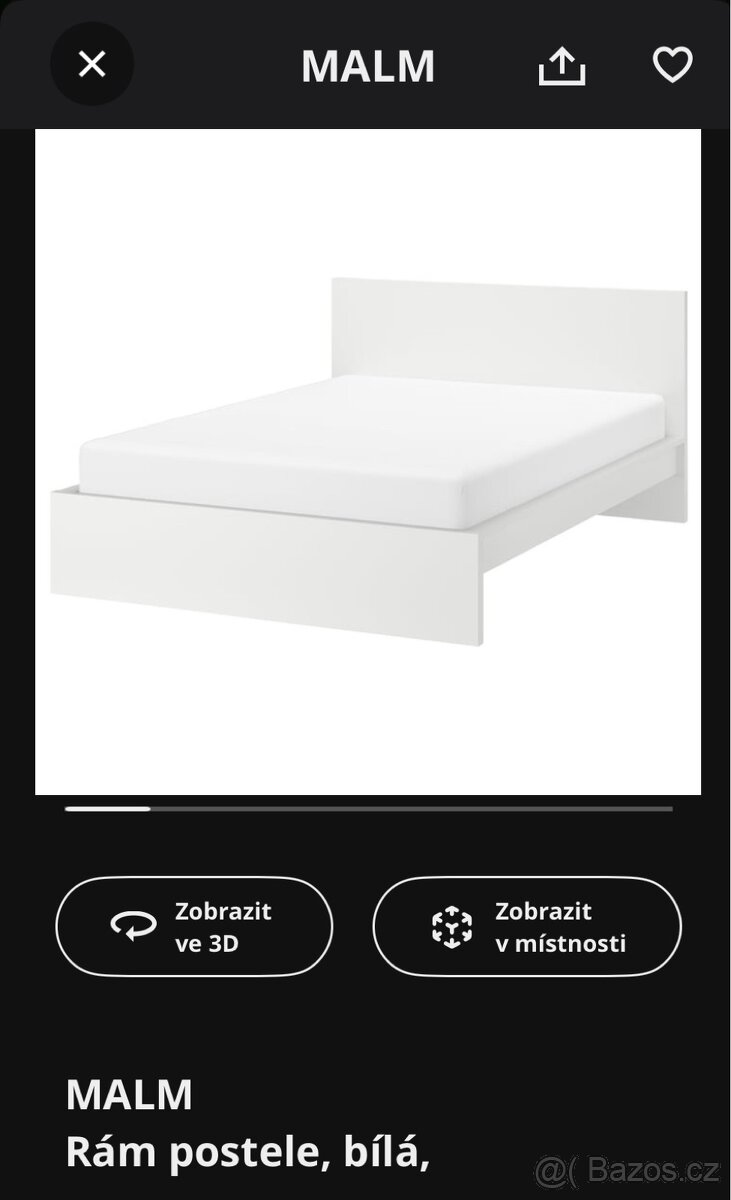 IKEA - MALM rám postele bílá