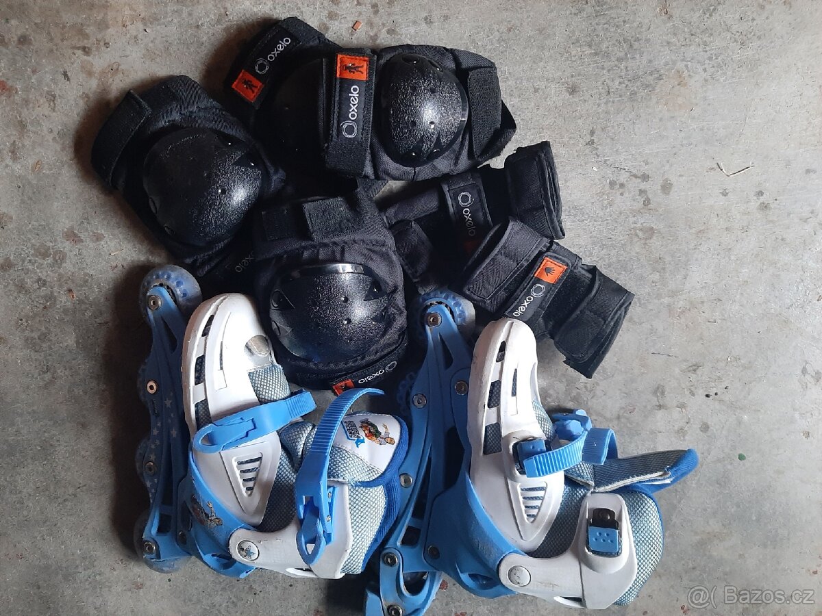 Kolečkové brusle vel. 32-35 s chrániči
