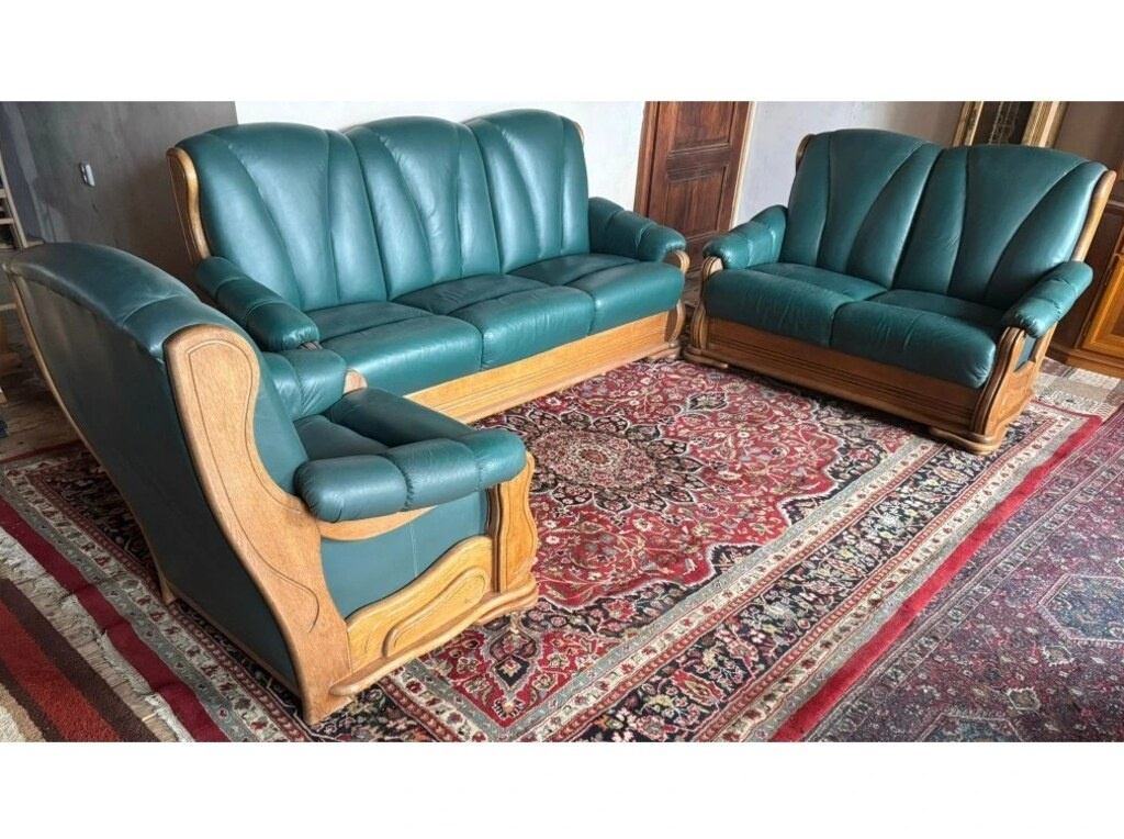 Dubová rustikální kožená souprava 3+2+1,3332