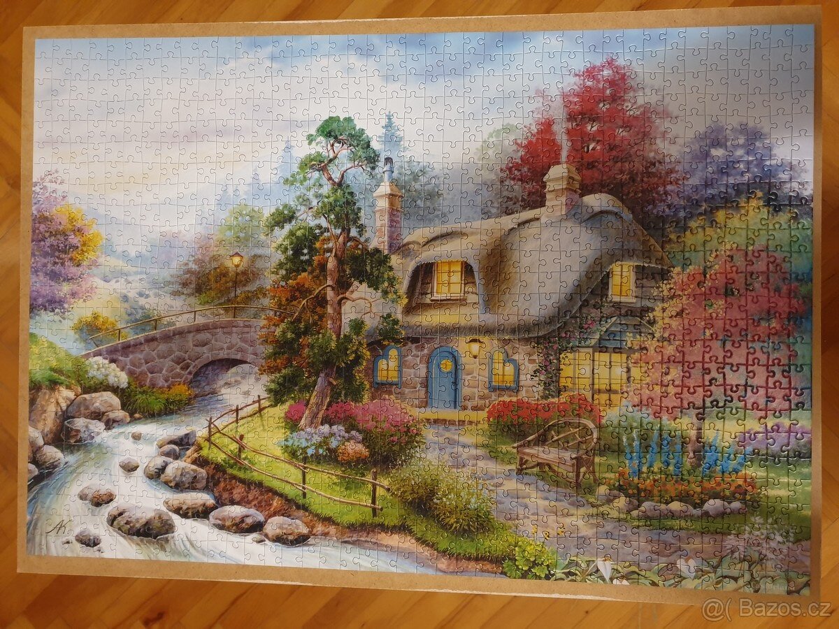 Složené puzzle obraz dům u řeky Castorland 1000