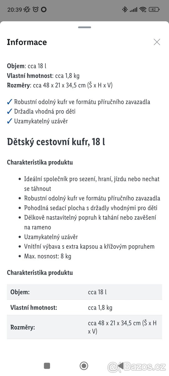 Dětský kufr s kolečky