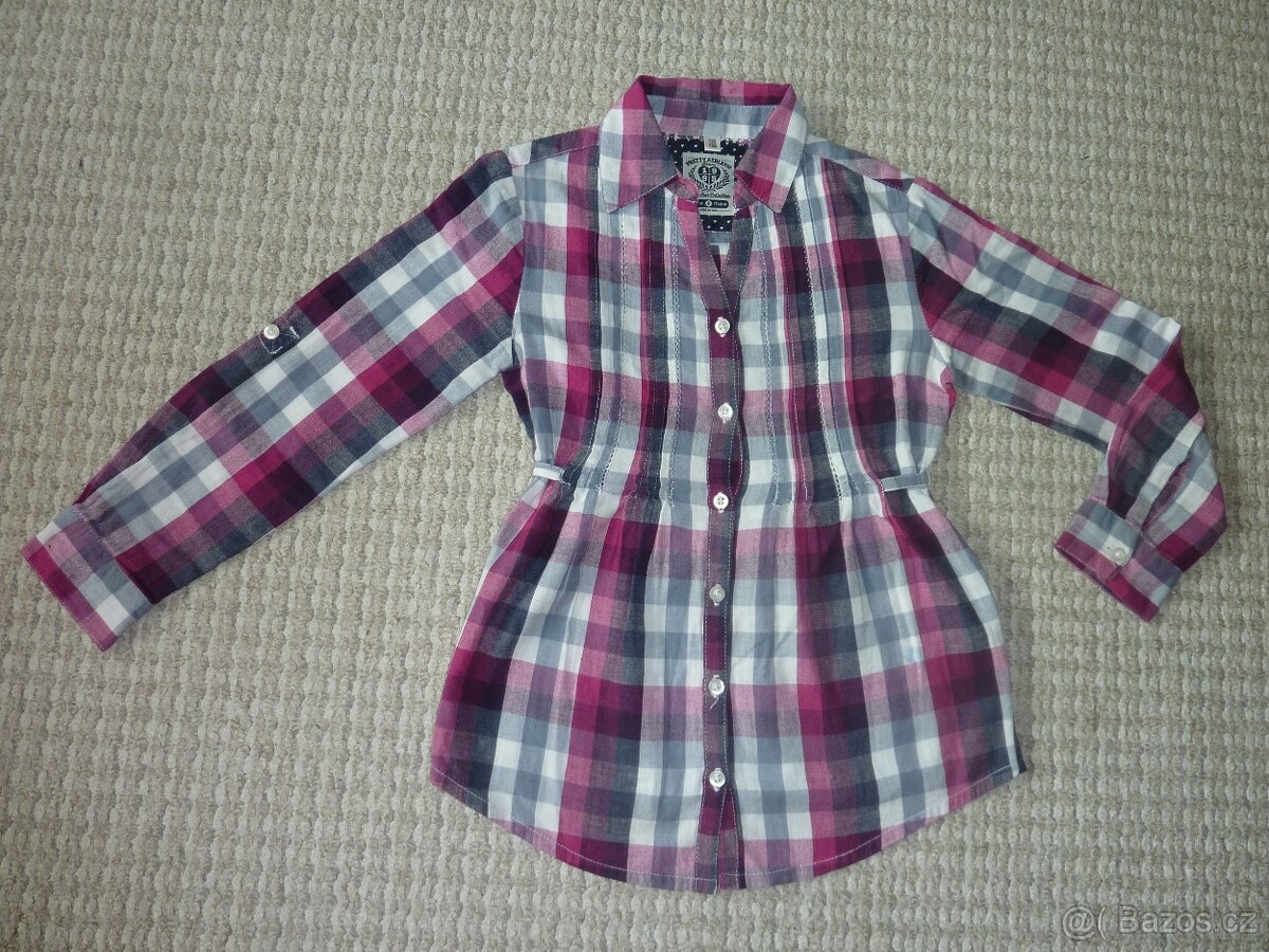 Kostkovaná dívčí tunika,vel.122/128