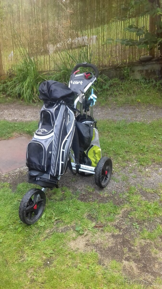 Golfový bag, vozík na bag a doplňky.