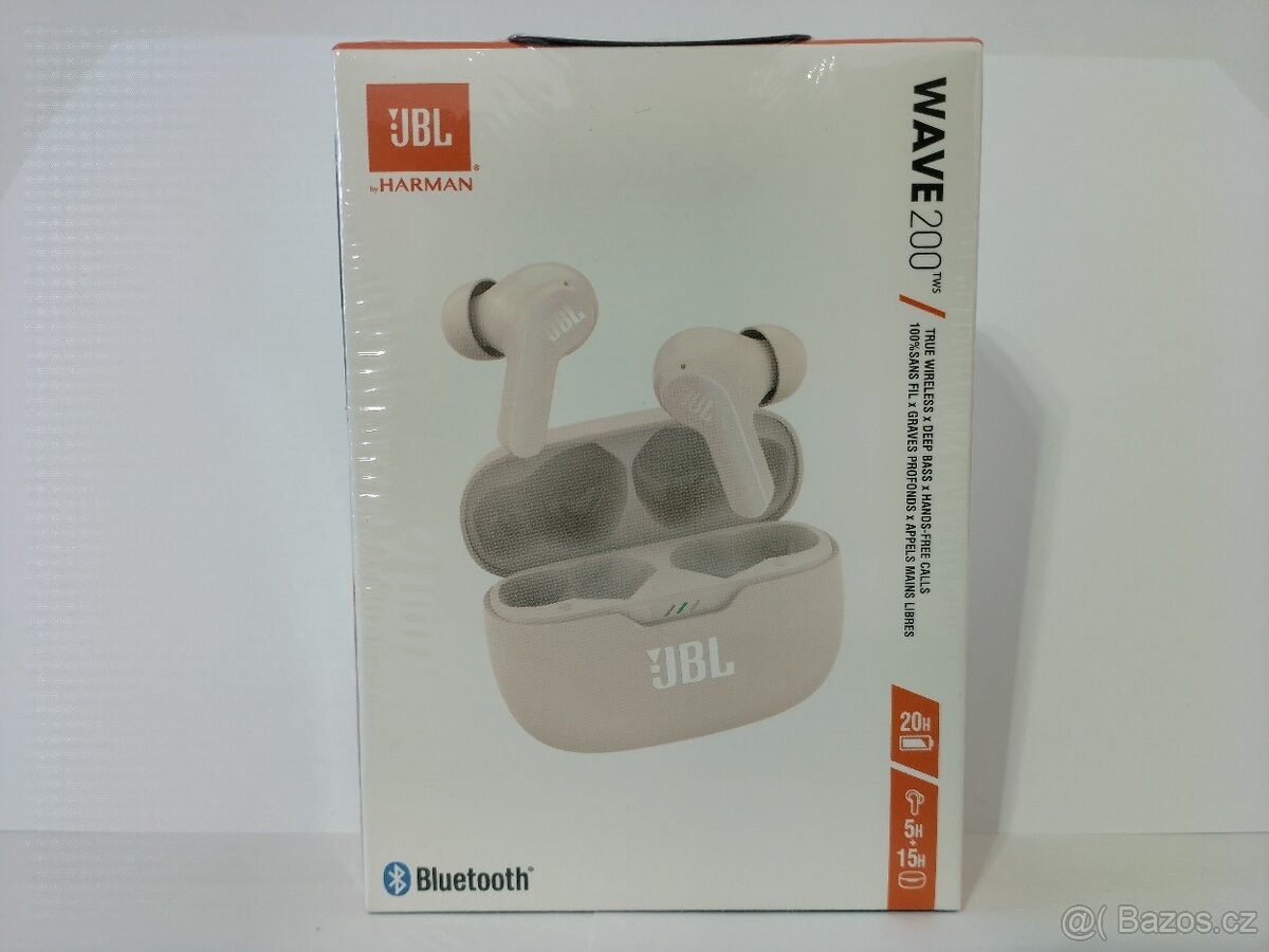 Bezdrátová sluchátka do uší JBL Wave 200 TWS. Krásná béžová