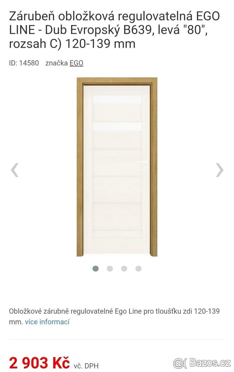 Zárubeň obložková EGO LINE - Dub Evropský B639 levé 80cm