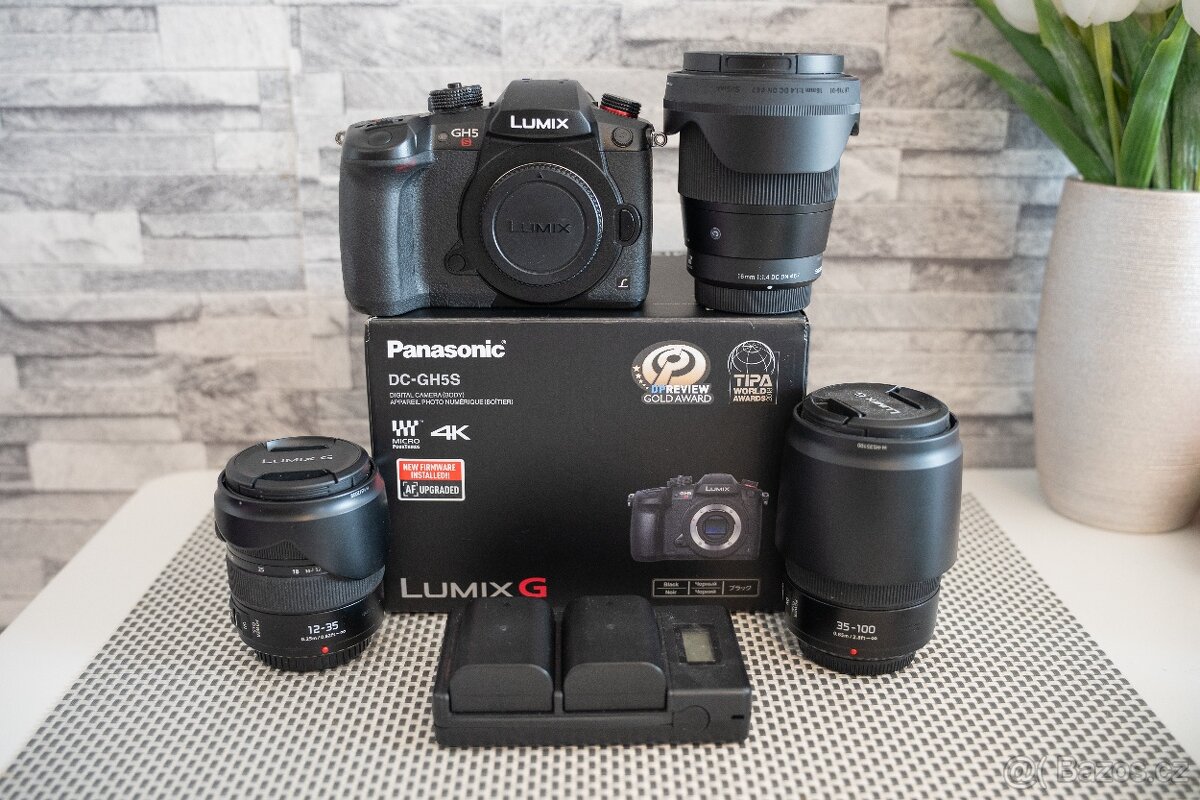 Panasonic GH5S + 3 objektivy + příslušenství
