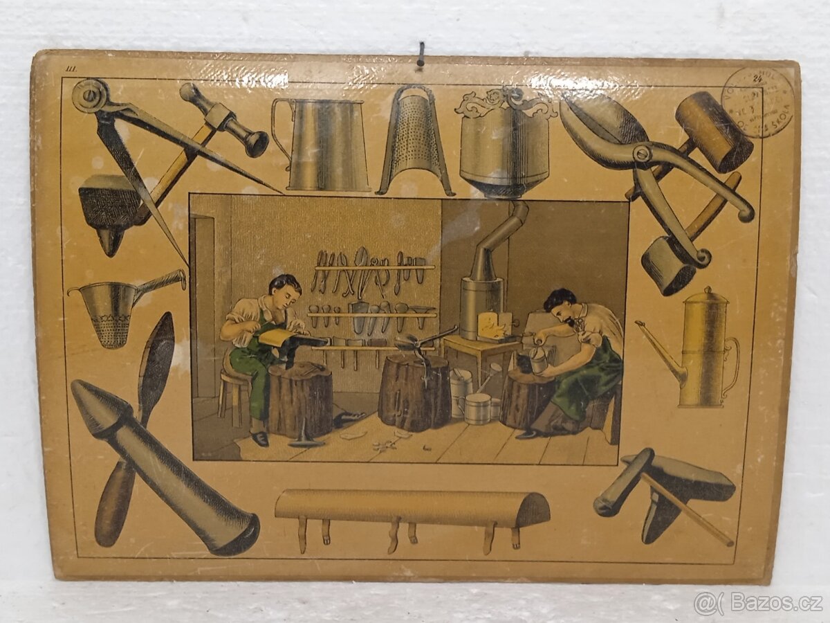 Klempíř - školní pomůcka 1856 - 36,5x26,5cm