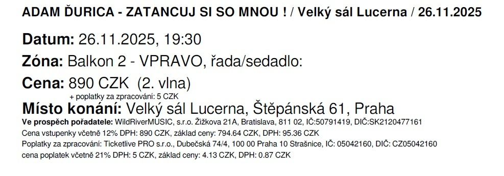 Vstupenky Adam Ďurica