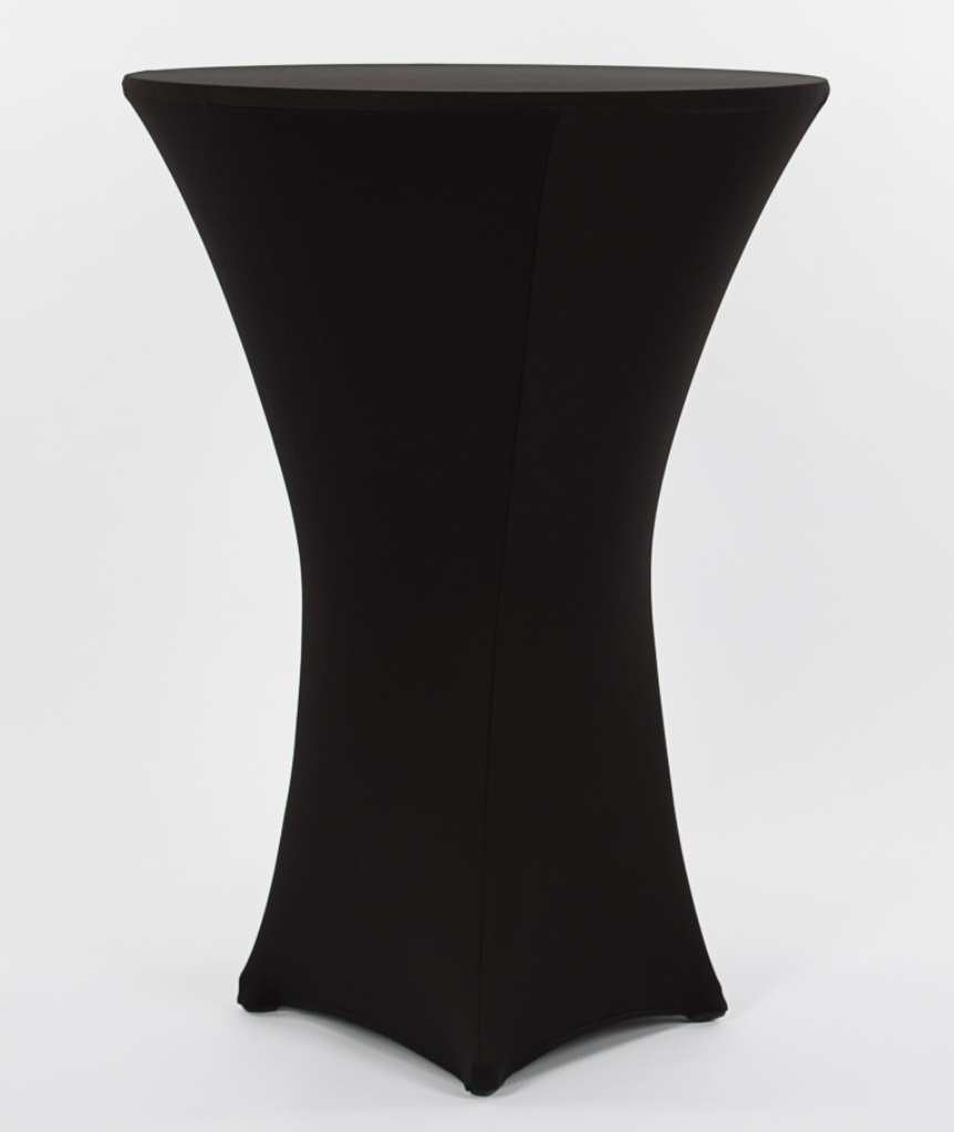4x Černý elastický ubrus na koktejlový stůl