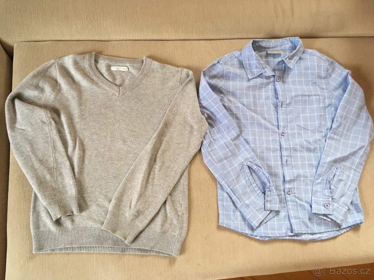 chlapecká košile a svetr vel. 134