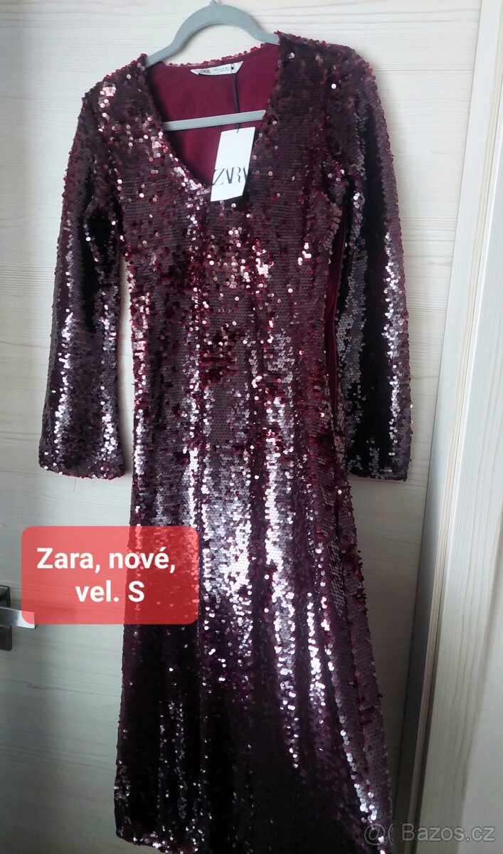 Vel. S Zara nové luxusní flitrové šaty