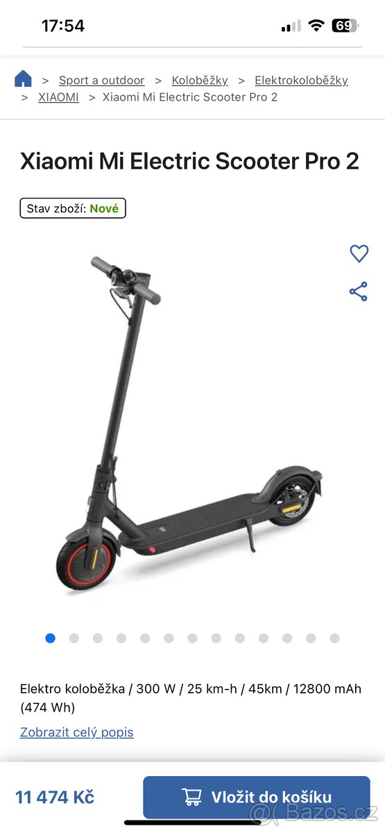 Xiaomi Mi Electric Scooter Pro 2, černá.