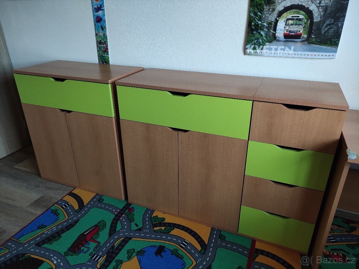 Komody do dětského pokoje - 3 ks, česká výroba
