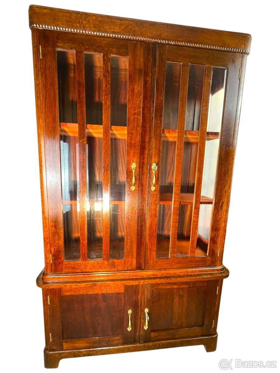 Starožitná dubová knihovna - Art Deco