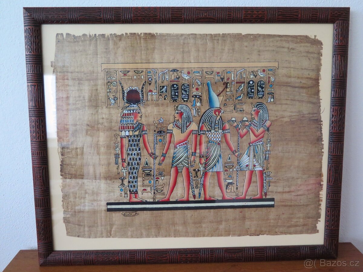 Papyrus Egypt ruční malba s podpisem autora