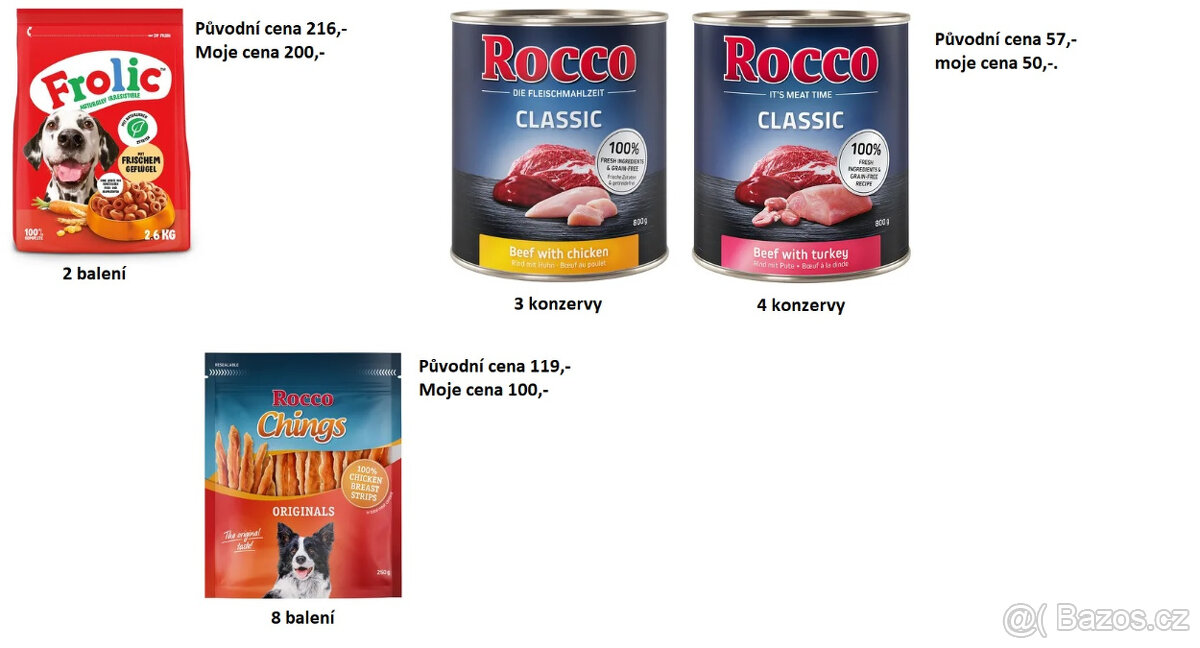 Masové konzervy, sušená masa, Frolic granule