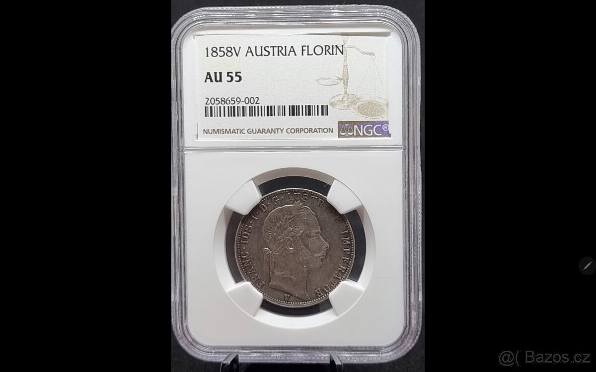 VELMI VZÁCNÝ 1 FLORIN / ZLATNÍK 1858 V – BENÁTKY