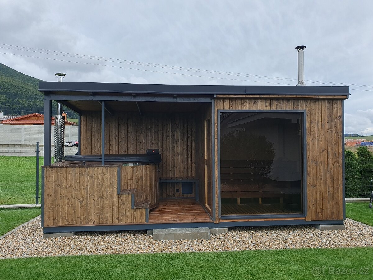 Wellness kontajner so saunou a vírivkou