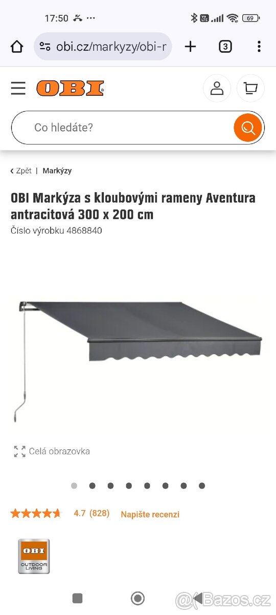 Markýza s kloubovými rameny