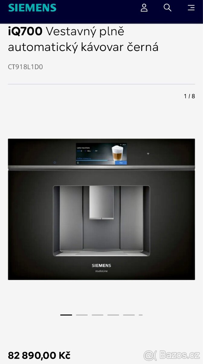 Nový vest. kávovar SIEMENS STUDIO LINE s pevným připoj. vody