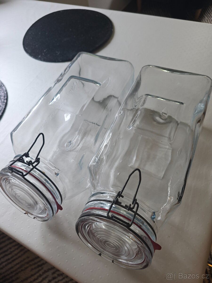 Skleněné dozy - retro, výroba 1973 Francie, objem 3 l
