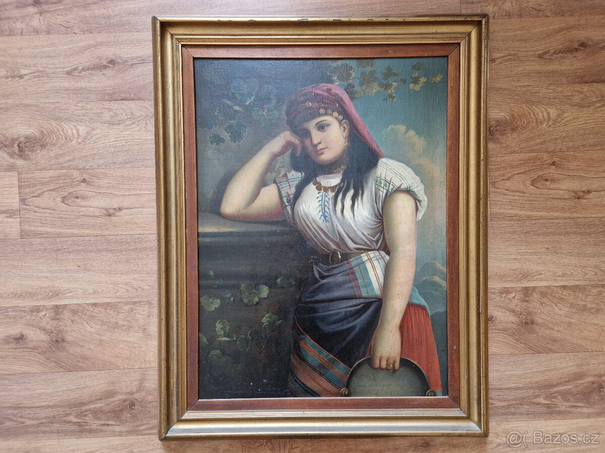 Obraz portrét Černohorka olej František Čermák 1822-1884
