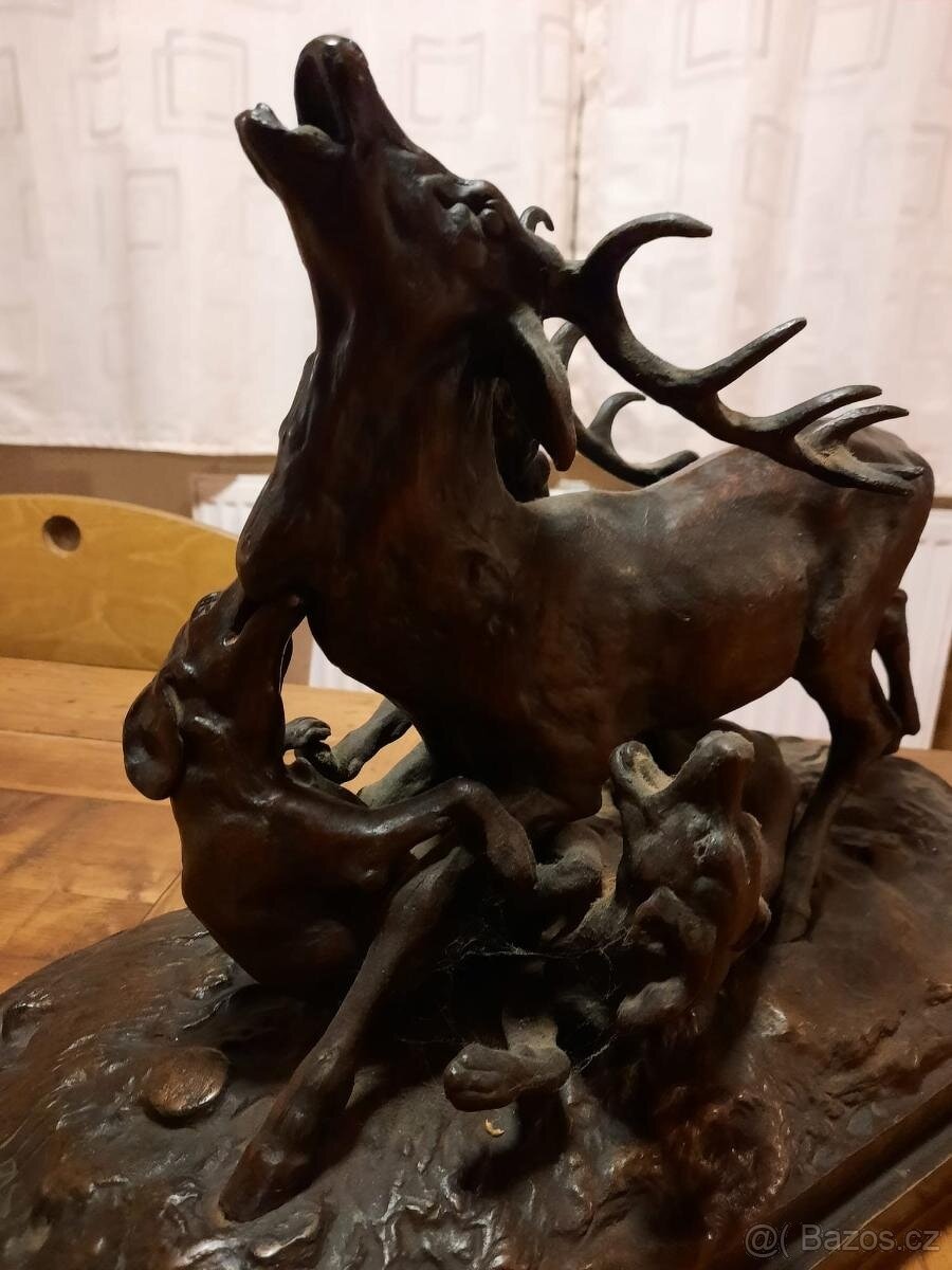 Štvanice na jelena - bronzová plastika G. Gardet replika