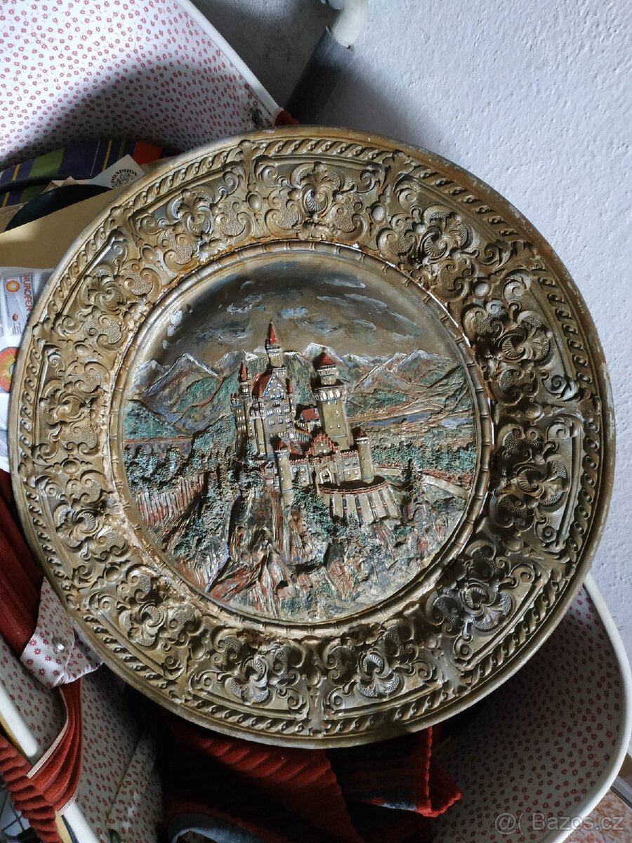 Starý, velký, nástěnný talíř - obraz