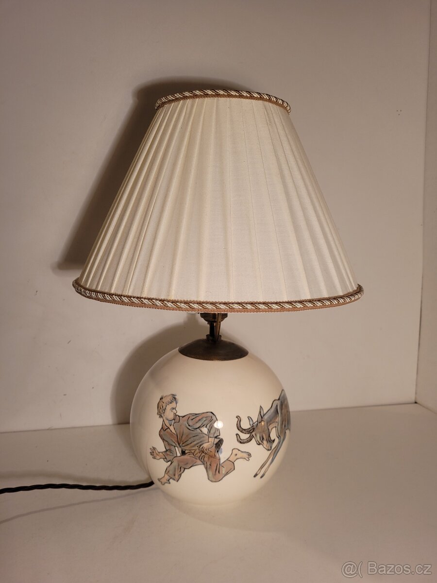 signovaná lampa, Matějů 1941, porcelánová stará lampička