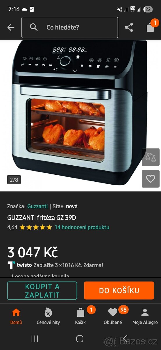 Horkovzdušná friteza Guzzanti v záruce