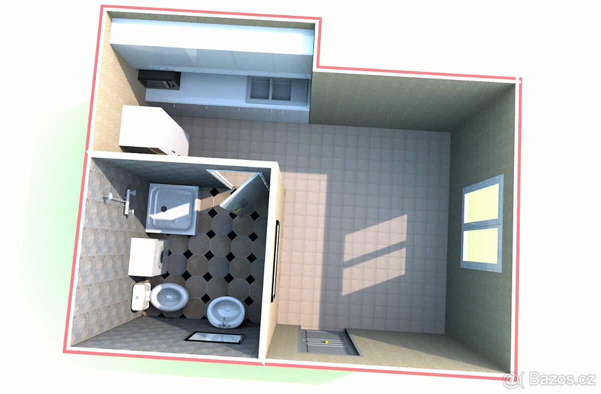 Pronájem 1+kk v bytovém domě se zahradou