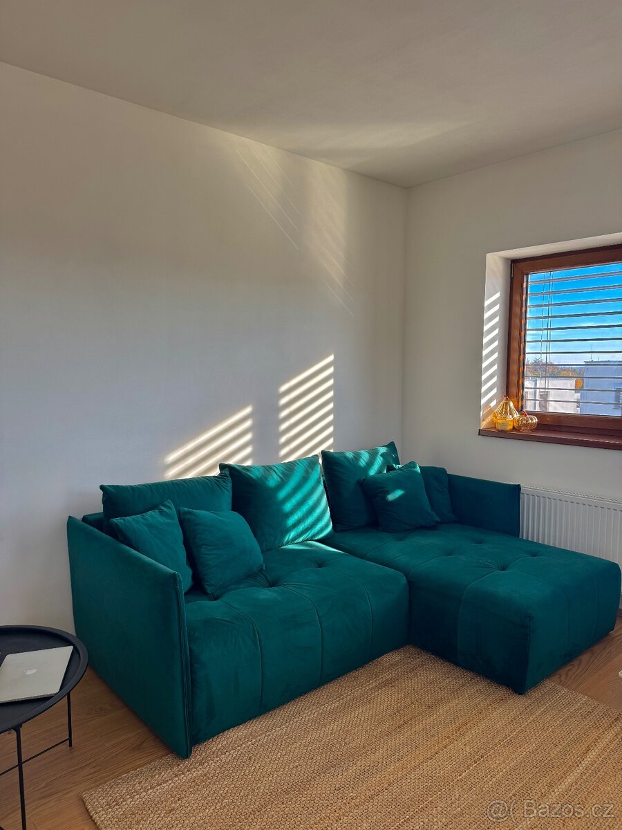 Rohová sedací souprava zelená