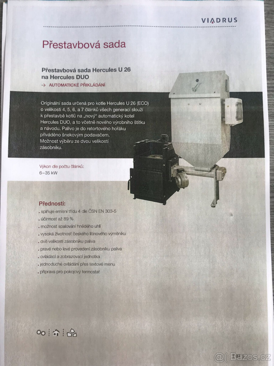 Viadrus U 26 + přestavba Hercules U 26, 4čl./cena vč.kotle/